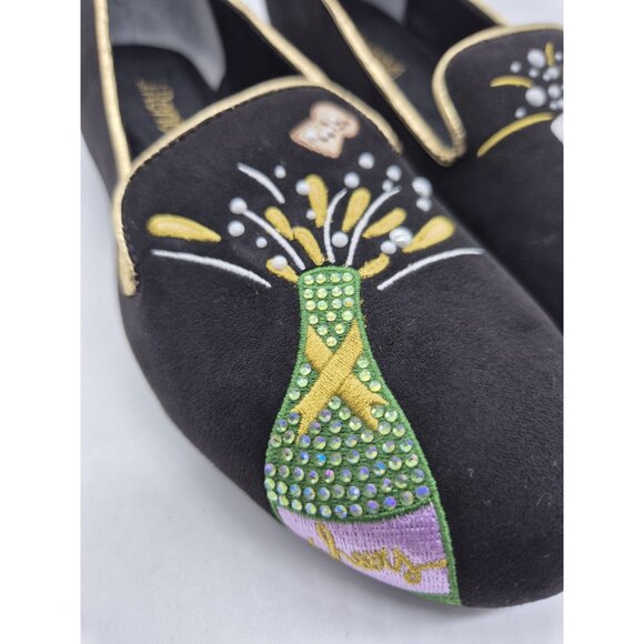 J. Renee Women's Flats Shoes Size 7 Black Champagne Rhinestone Loafers (206) - Picture 5 of 8